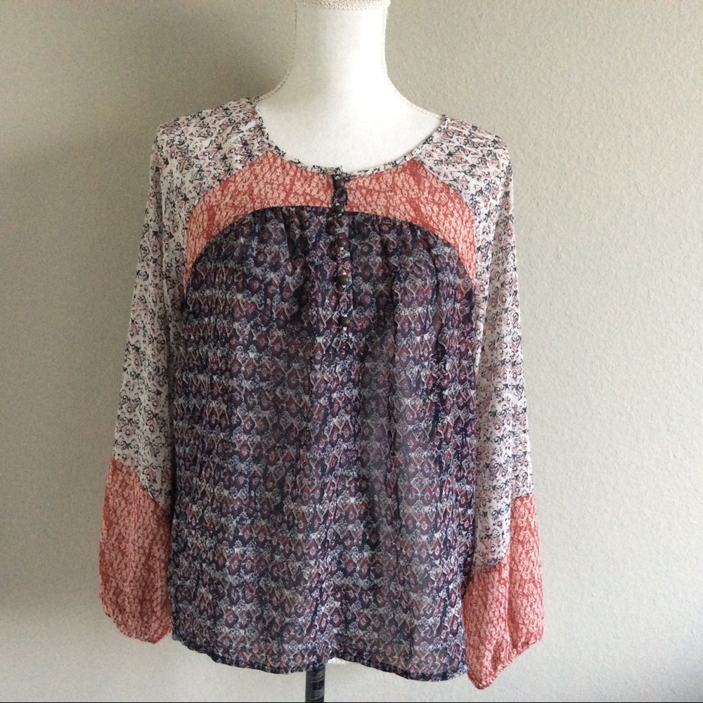 Lucky Brand | Popover Allover Print Blouse